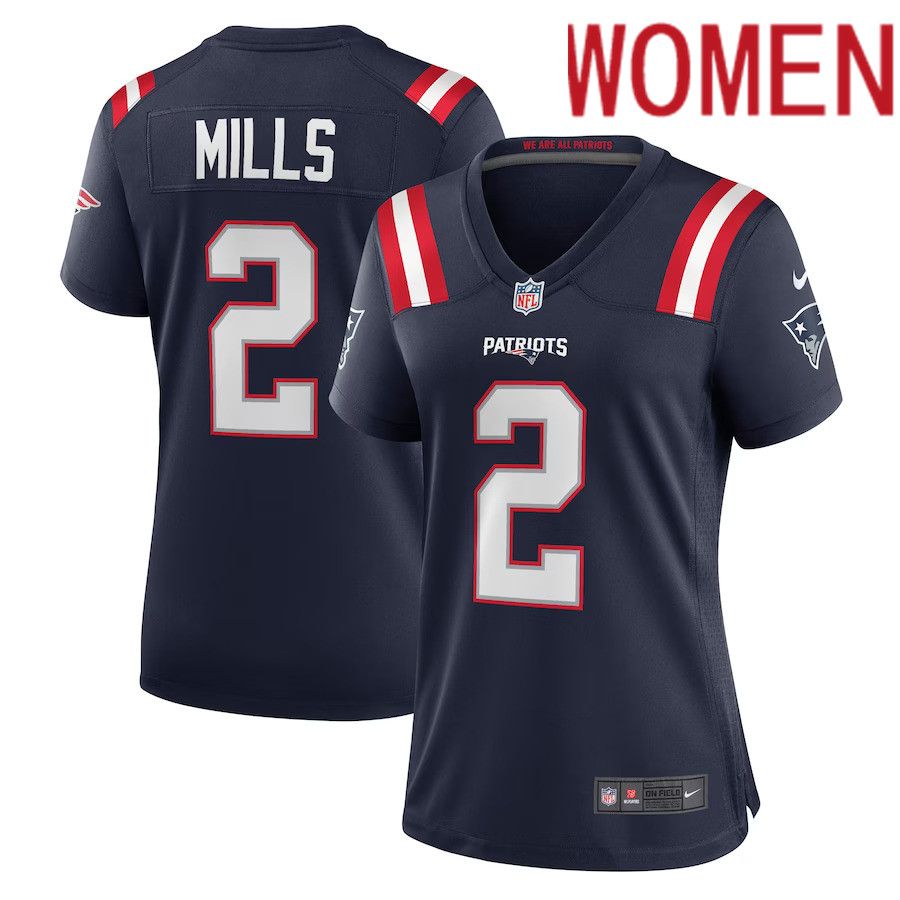 Women New England Patriots #2 Jalen Mills Nike Navy Game Player NFL Jersey